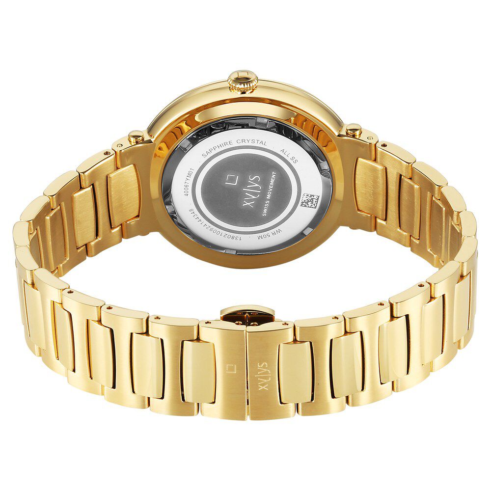 Xylys Quartz Analog Date Watch - Green Dial, Golden Steel Strap