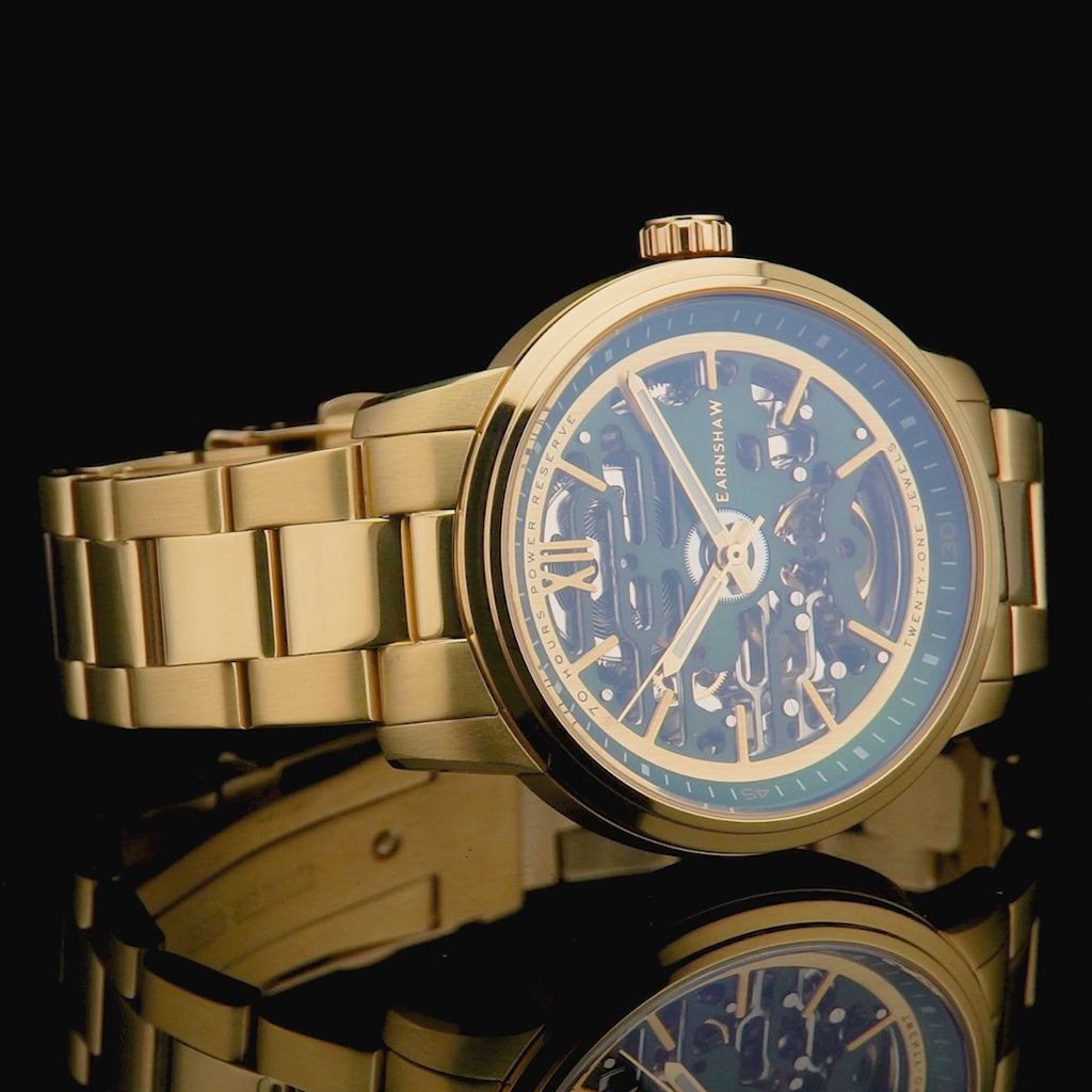 Earnshaw Babbage High Beat 72 Hour Power Reserve Skeleton Automatic Yellow Gold
