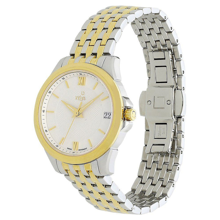 Xylys Swiss Analog with Date Two Toned Stainless Steel Strap White Dial Watch For Women NS45012BM01E