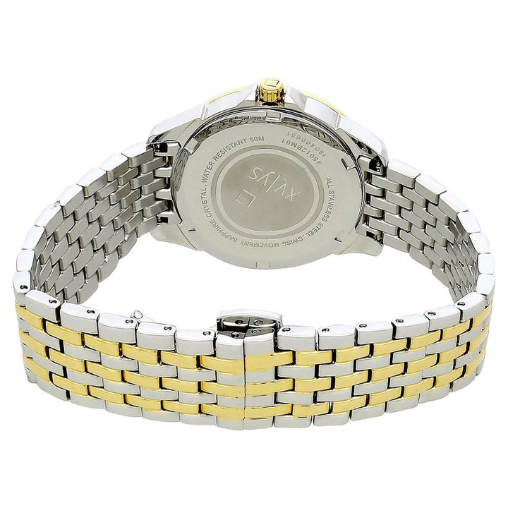 Xylys Swiss Analog with Date Two Toned Stainless Steel Strap White Dial Watch For Women NS45012BM01E