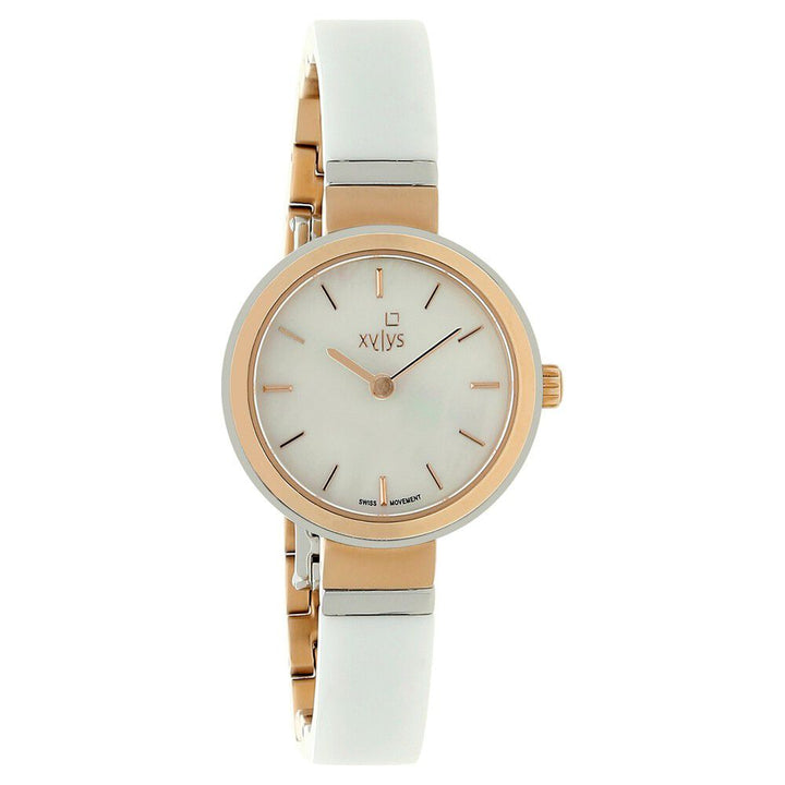 Xylys Swiss Analog Two Toned Stainless Steel And Ceramic Strap and Mother of Pearl Dial Watch For Women NR45014KD02E