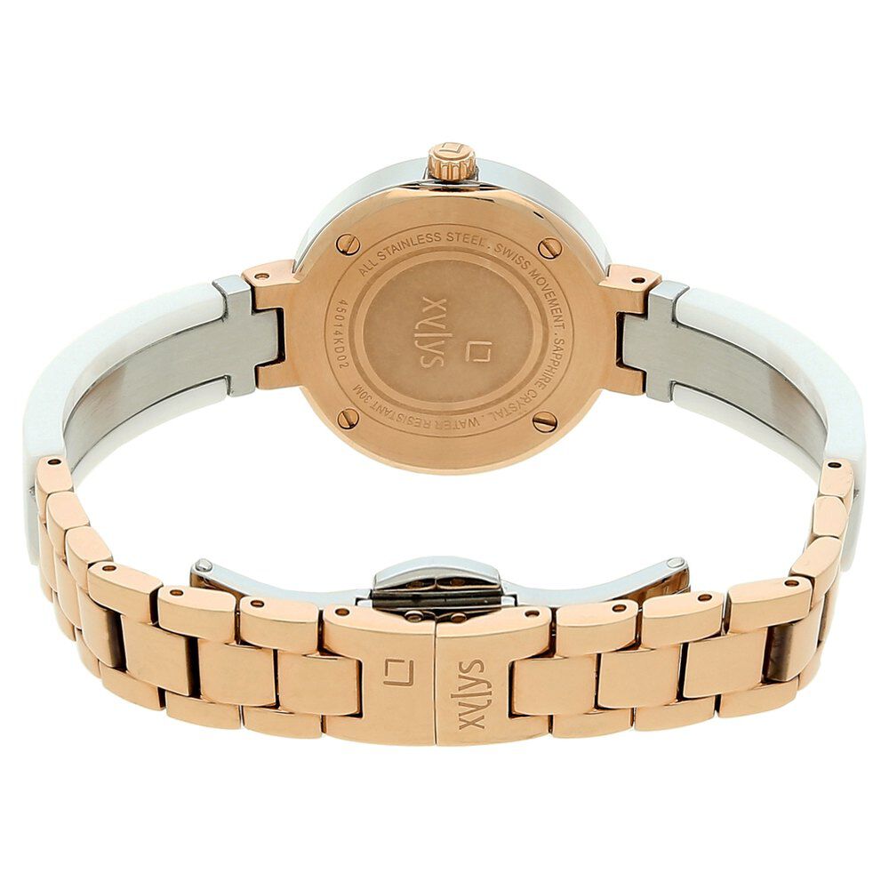 Xylys Swiss Analog Two Toned Stainless Steel And Ceramic Strap and Mother of Pearl Dial Watch For Women NR45014KD02E