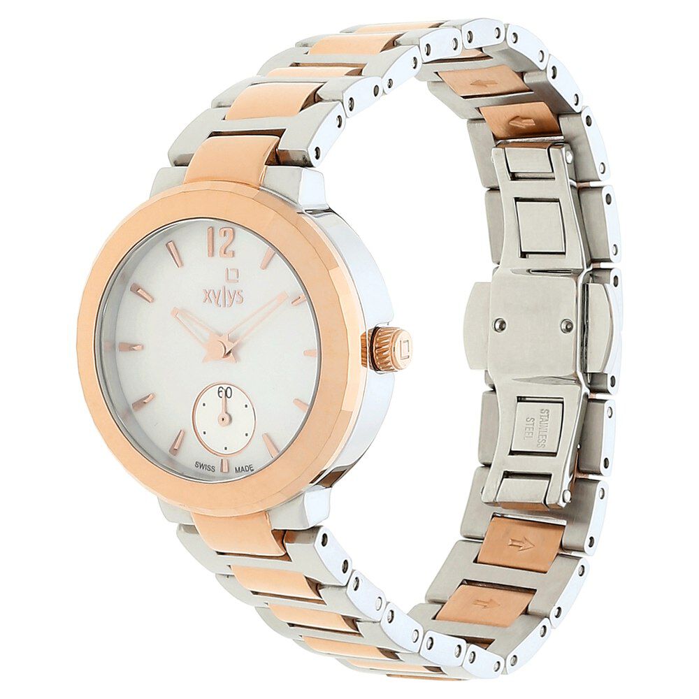 Xylys Swiss Analog Two Toned Stainless Steel Strap Mother of Pearl Dial Watch For Women NS45015KM01