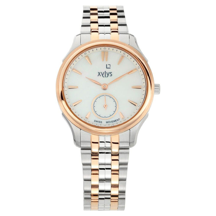Xylys Swiss Analog Two Toned Stainless Steel Strap Mother of Pearl Dial Watch For Women NS45016KM01E