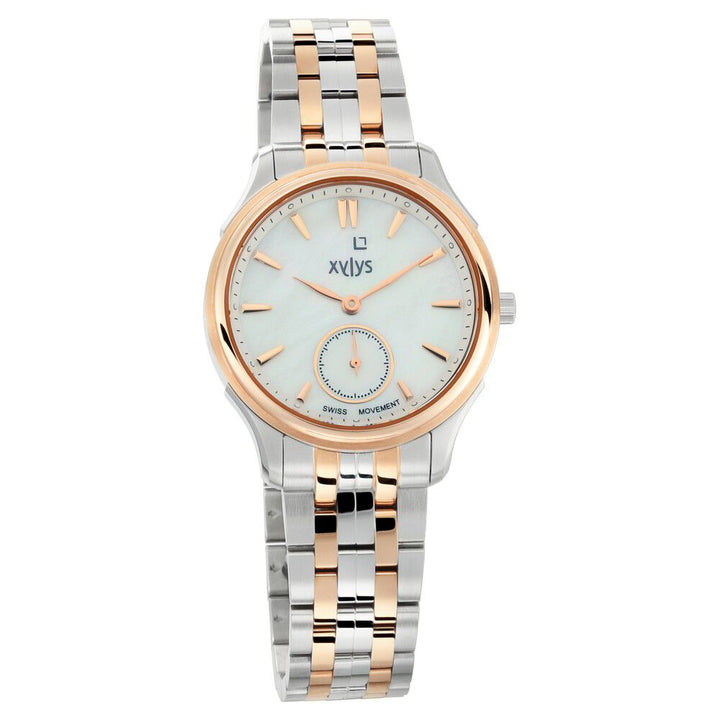 Xylys Swiss Analog Two Toned Stainless Steel Strap Mother of Pearl Dial Watch For Women NS45016KM01E