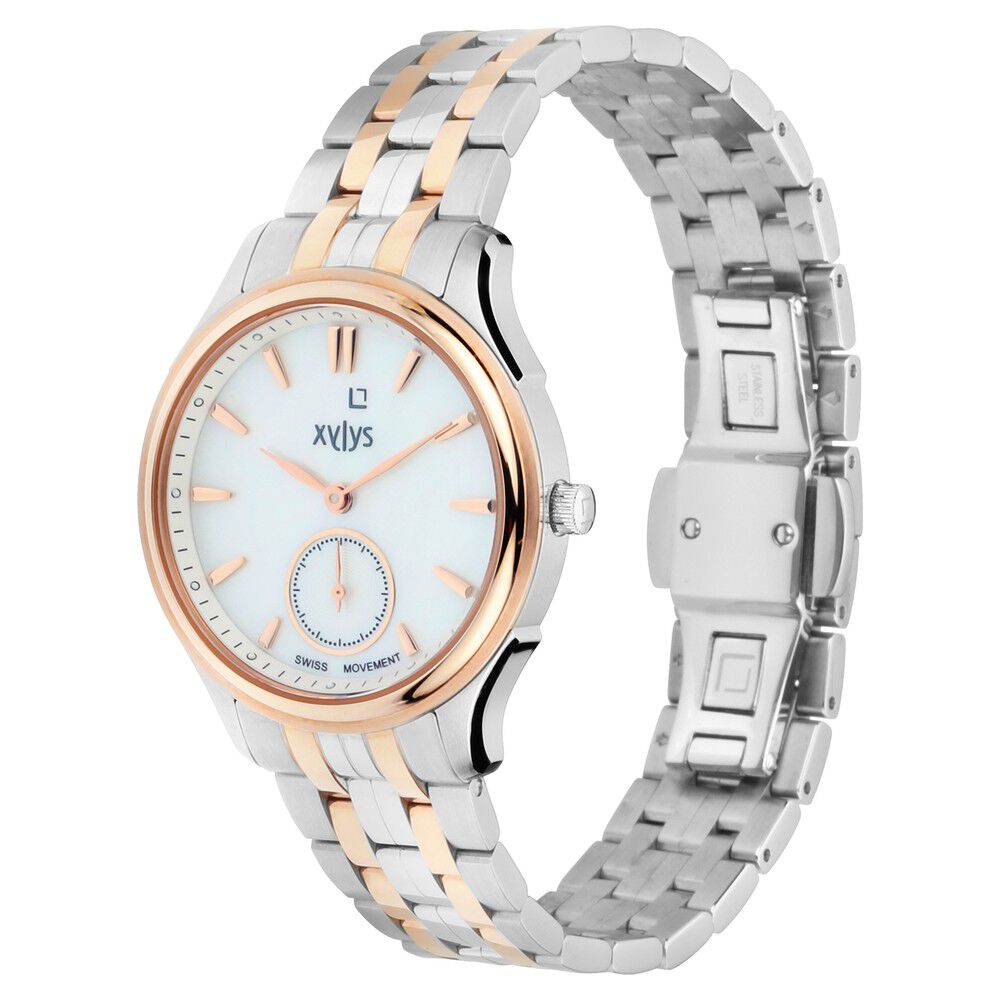 Xylys Swiss Analog Two Toned Stainless Steel Strap Mother of Pearl Dial Watch For Women NS45016KM01E
