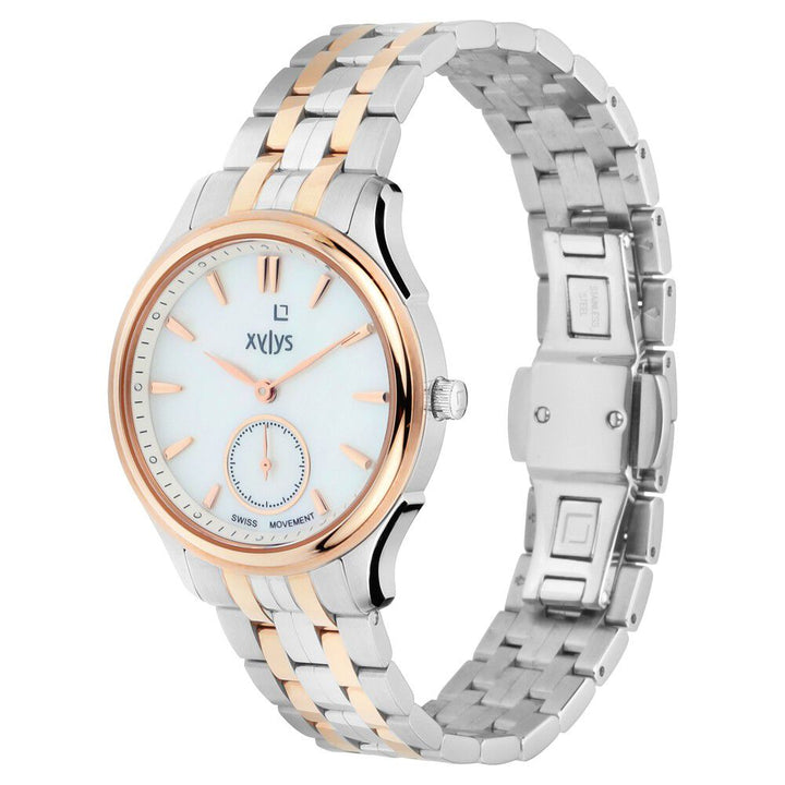 Xylys Swiss Analog Two Toned Stainless Steel Strap Mother of Pearl Dial Watch For Women NS45016KM01E