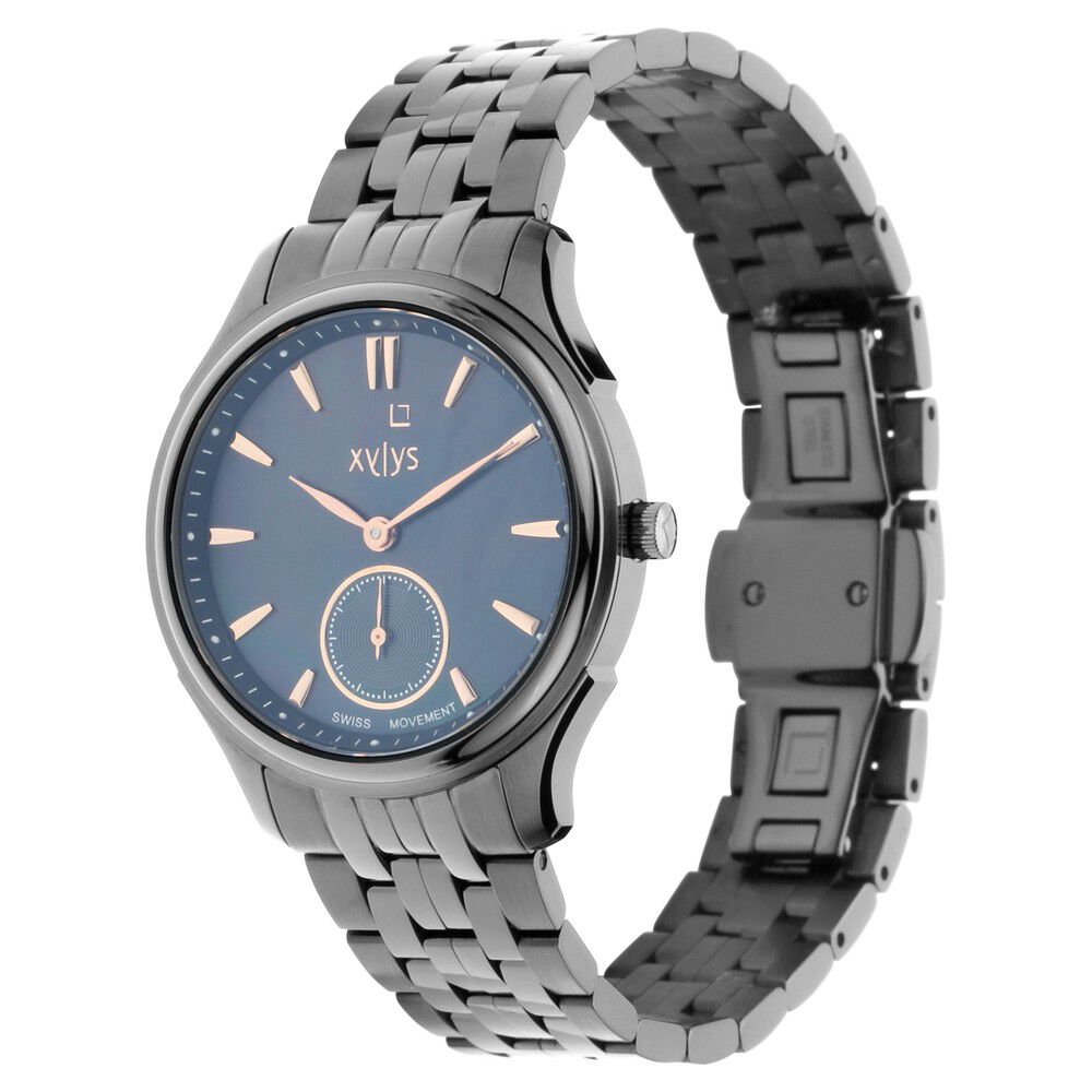 Xylys Swiss Analog Black Stainless Steel Strap Mother of Pearl Dial Watch For Women NS45016NM01E