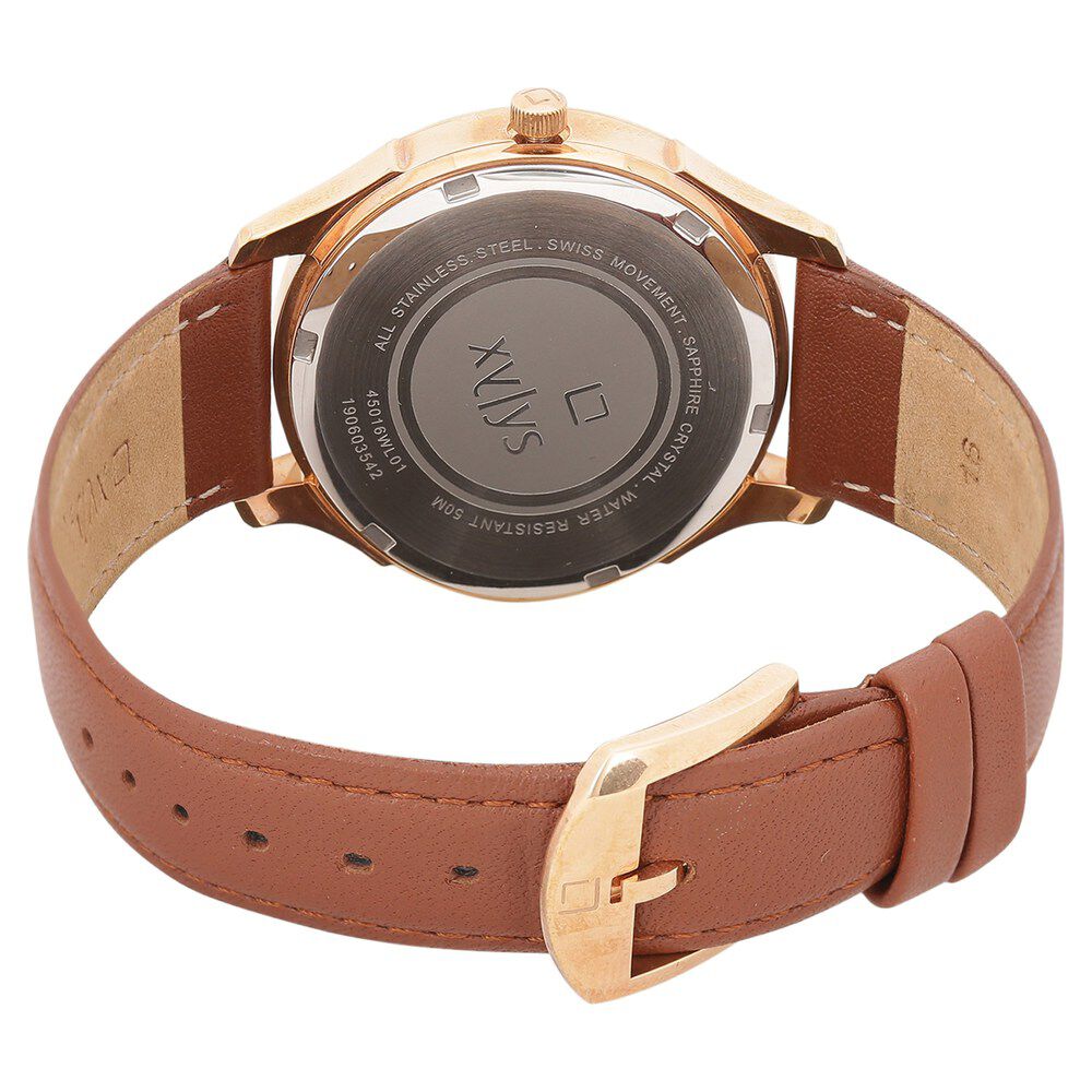 Xylys Swiss Analog Brown Leather Strap Mother of Pearl Dial Watch For Women NS45016WL01E