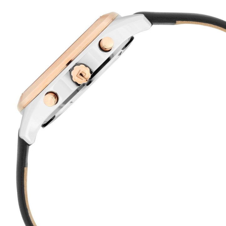 Xylys Swiss Multifunction Black Leather Strap Silver Dial Watch For Women NS45017KL01E