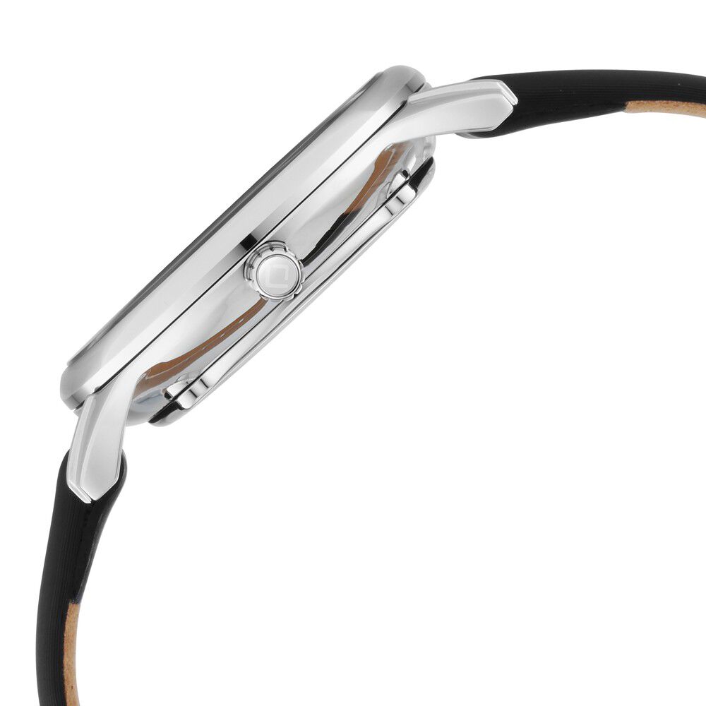 Xylys Swiss Analog with Date Black Leather Strap Mother of Pearl Dial Watch For Women NS45018SL02E