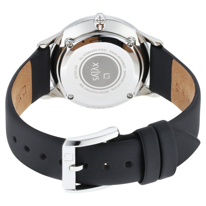 Xylys Swiss Analog with Date Black Leather Strap Mother of Pearl Dial Watch For Women NS45018SL02E