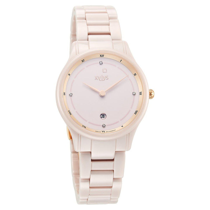 Xylys Swiss Analog with Date Pink Ceramic Strap and Dial Watch For Women NS45019QC01E