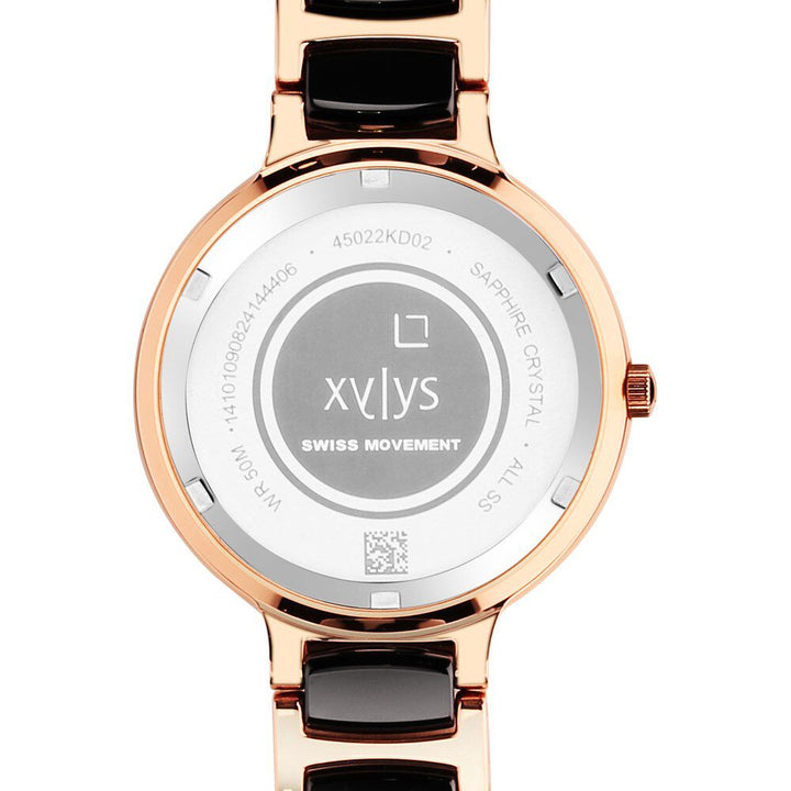 Xylys Swiss Analog Rose Gold Steel And Ceramic Strap Mother Of Pearl Dial Watch For Women 45022KD02E