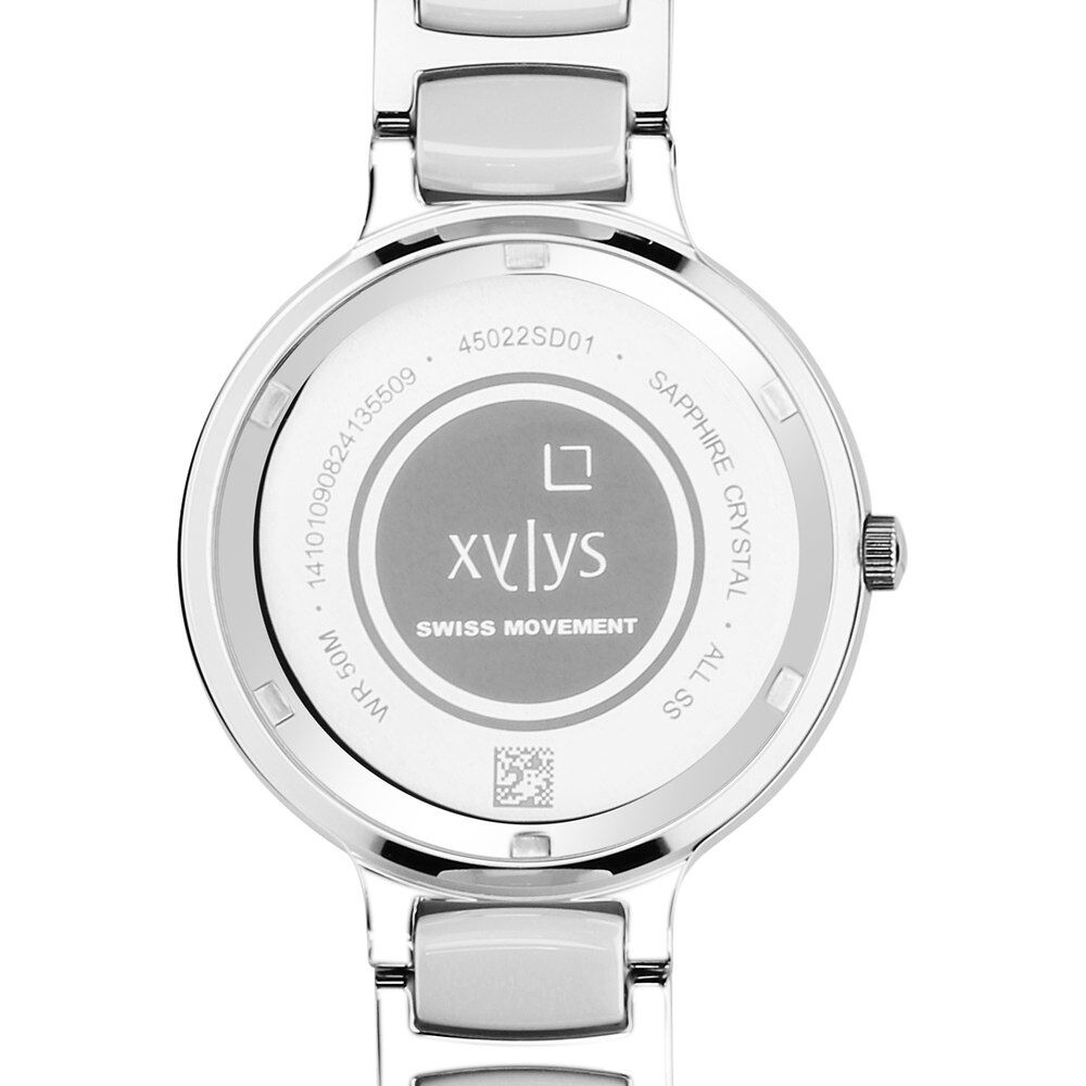 Xylys Swiss Analog White Steel And Ceramic Strap Mother Of Pearl Dial Watch For Women 45022SD01E