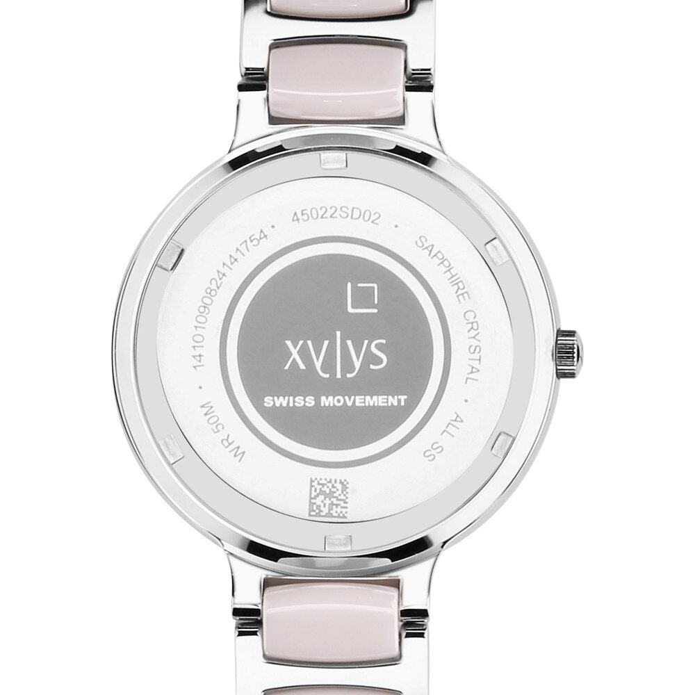 Xylys Swiss Analog Pink Steel And Ceramic Strap White Dial Watch For Women 45022SD02E