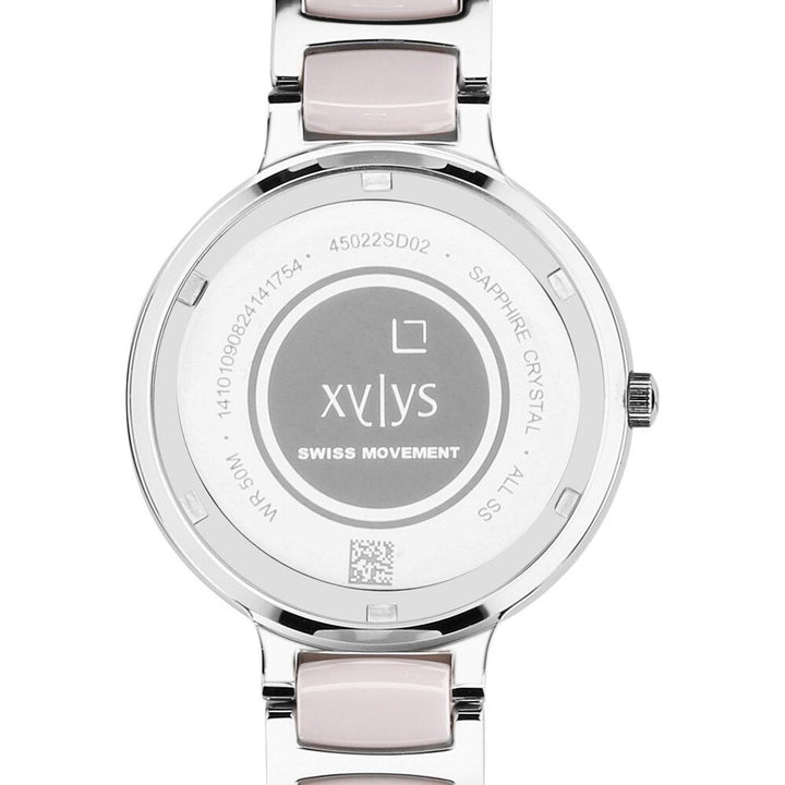 Xylys Swiss Analog Pink Steel And Ceramic Strap White Dial Watch For Women 45022SD02E