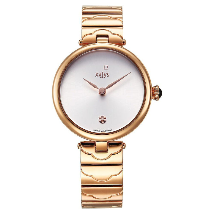 Xylys Swiss Analog Rose Gold Stainless Steel Strap Silver Dial Watch For Women 45023WM01E