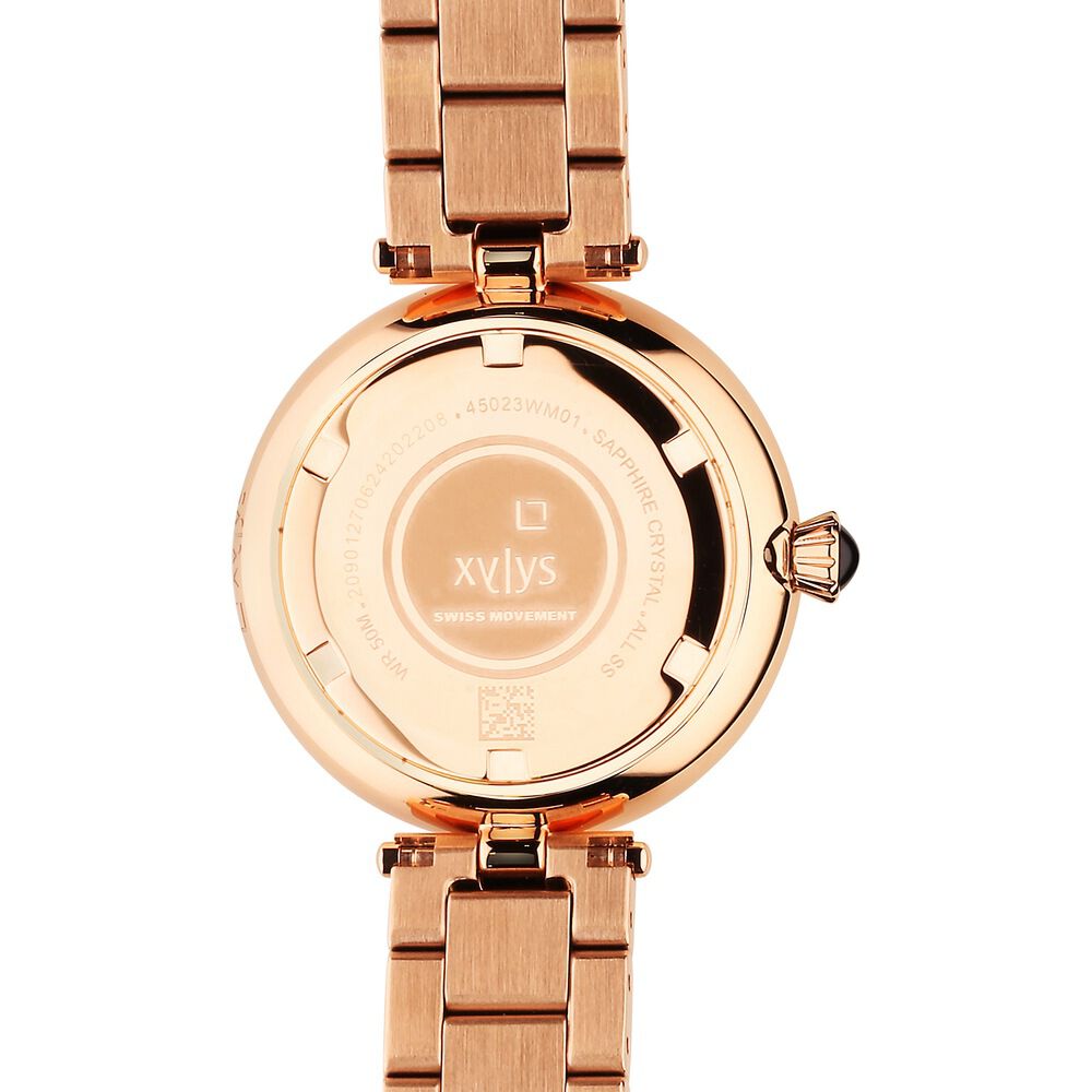Xylys Swiss Analog Rose Gold Stainless Steel Strap Silver Dial Watch For Women 45023WM01E