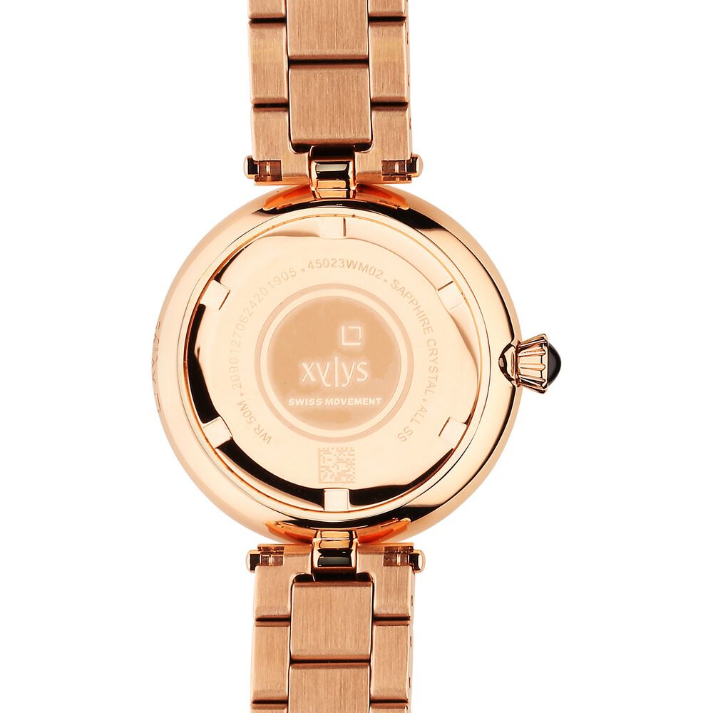 Xylys Swiss Analog Rose Gold Stainless Steel Strap Black Dial Watch For Women 45023WM02E