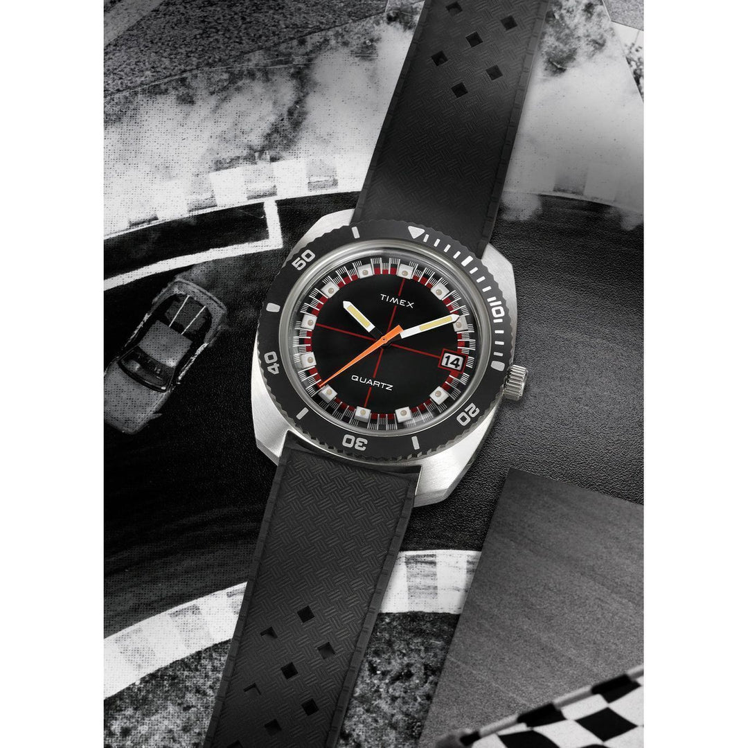 TIMEX Q Timex Reissue 1971 Velocity 36mm Synthetic Rubber Strap Watch TW2W22400U9
