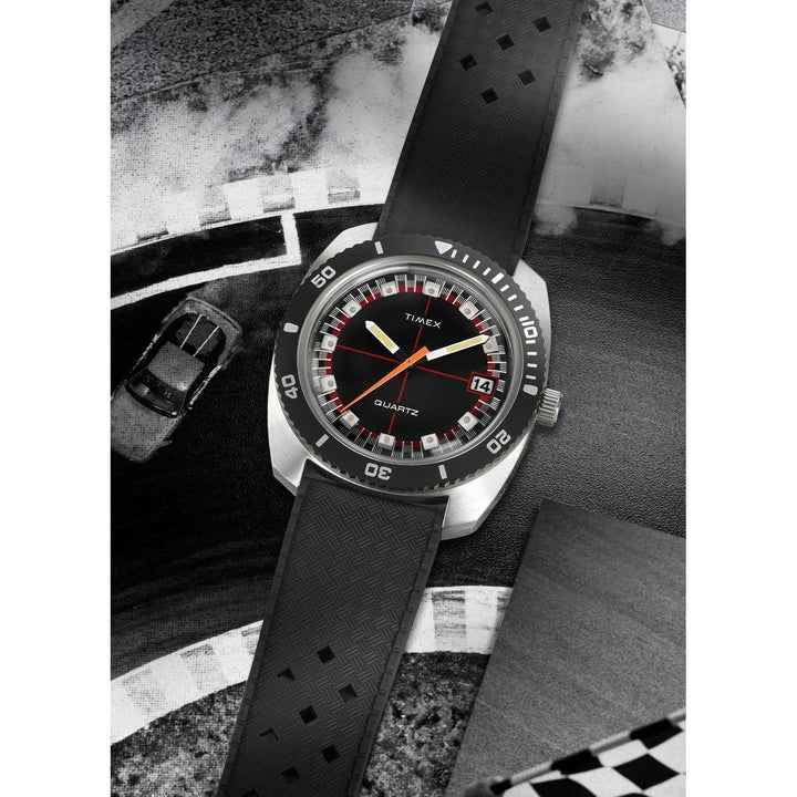 TIMEX Q Timex Reissue 1971 Velocity 36mm Synthetic Rubber Strap Watch TW2W22400U9