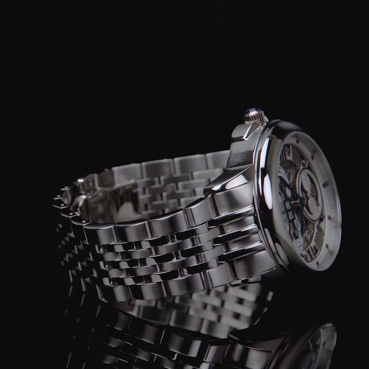 Earnshaw Waterhouse Grand Date Sun Moon Skeleton Automatic Silver