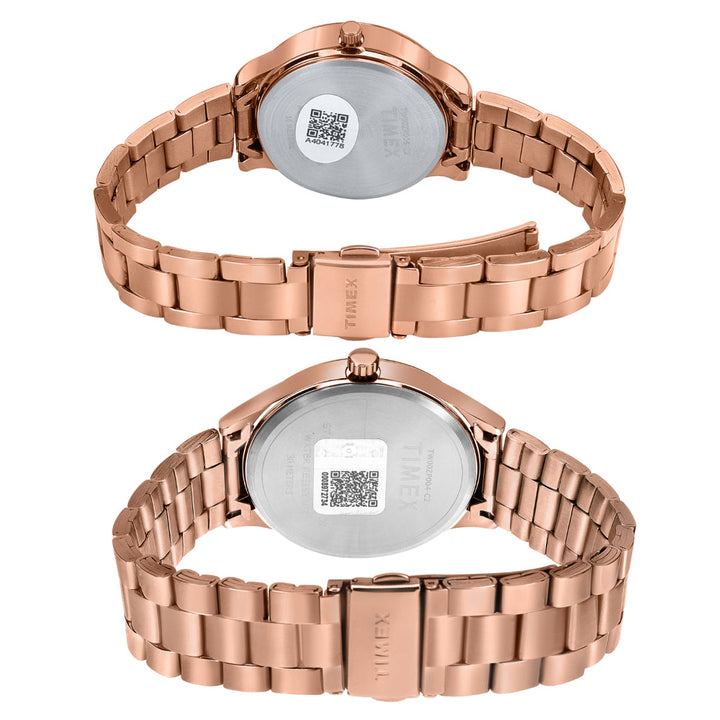 Timex Unisex Silver Round Analog Pair Watch- TW00ZP008