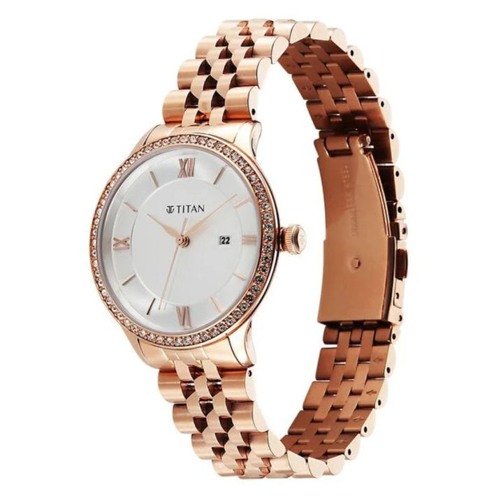 Titan Purple Prestige 95247WM01 White Dial Women&