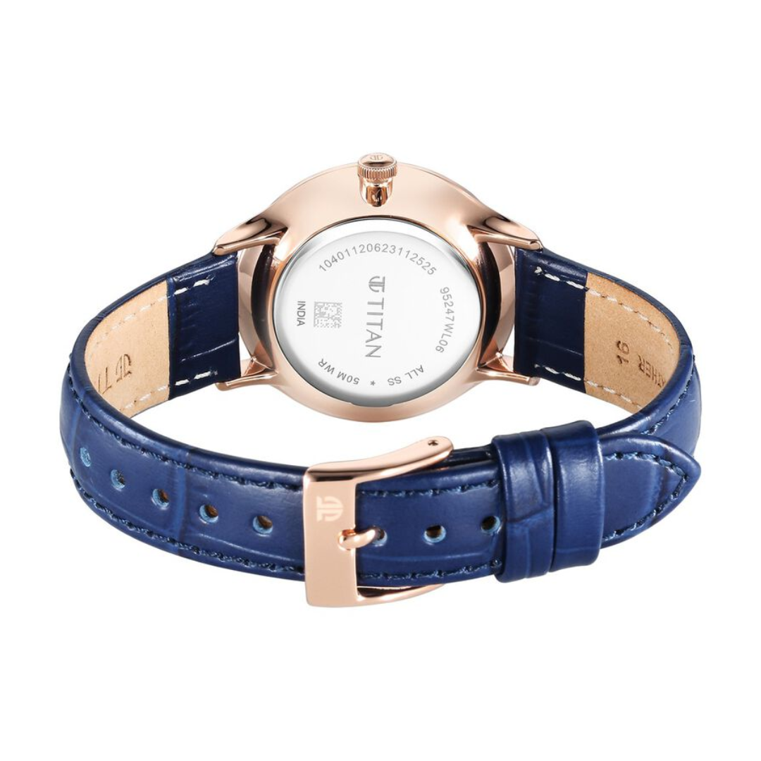 Titan Bright Leathers Quartz Analog with Date Silver Dial Leather Strap for Women 95247WL06 / NS95247WL06