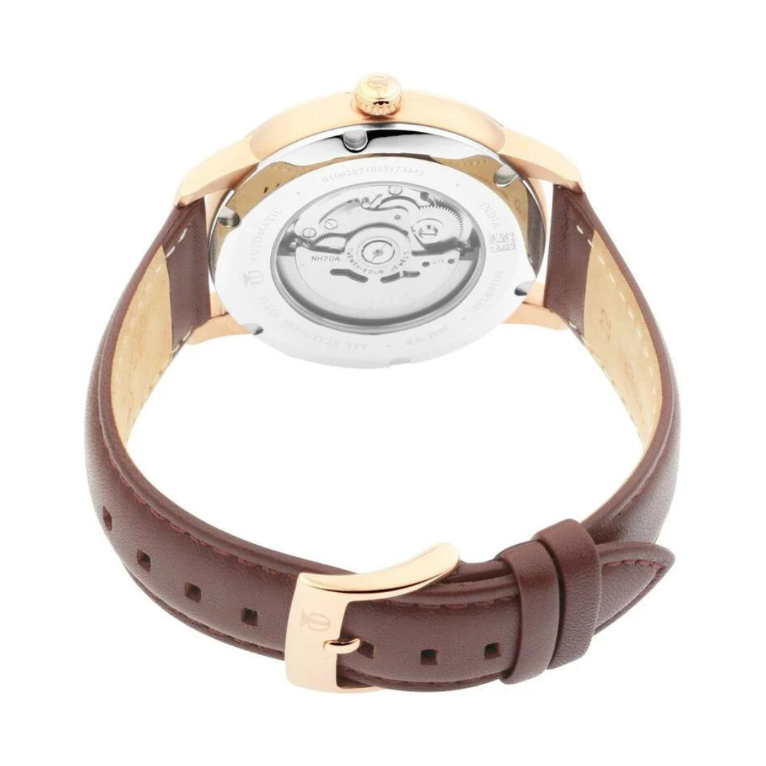 Titan Automatic Watch with Blue Dial & Brown Strap NS90110WL02