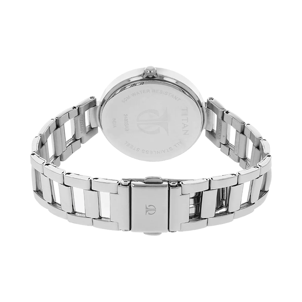 TITAN Black Dial Silver Women's Watch NP2480SM02