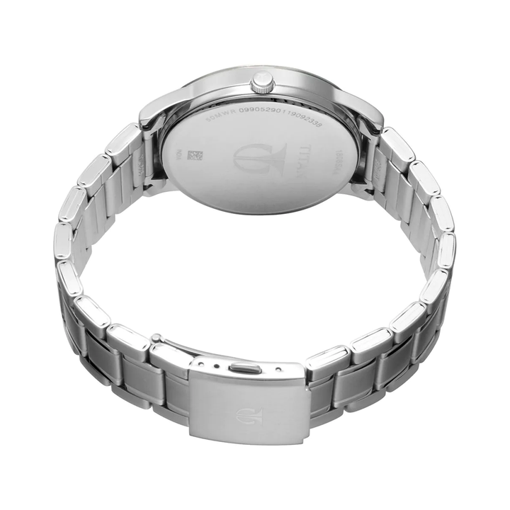 Titan Quartz Analog with Date White Dial Stainless Steel Strap Watch for Men