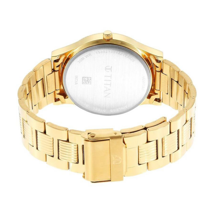 Titan Quartz Analog Champagne Dial Stainless Steel Strap Watch for Men 1650YM09 (DM455)