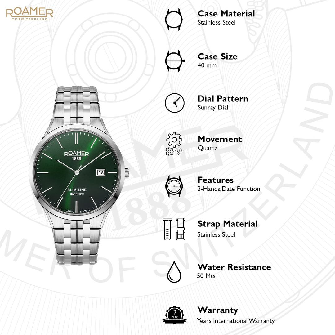 Roamer 512833 41 75 20 Green Dial Men&