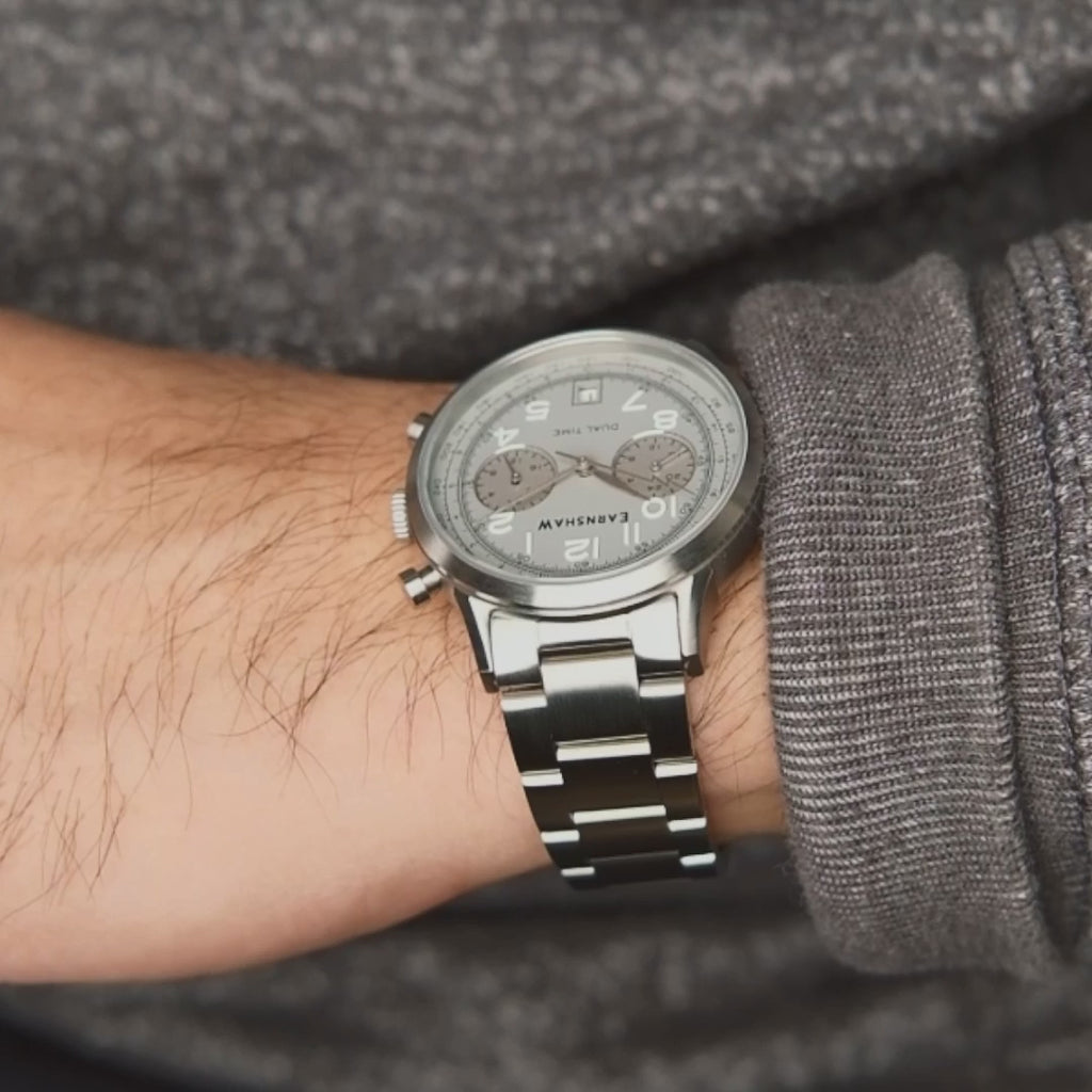 Earnshaw Ampere Dual Time Multifunction Light Grey