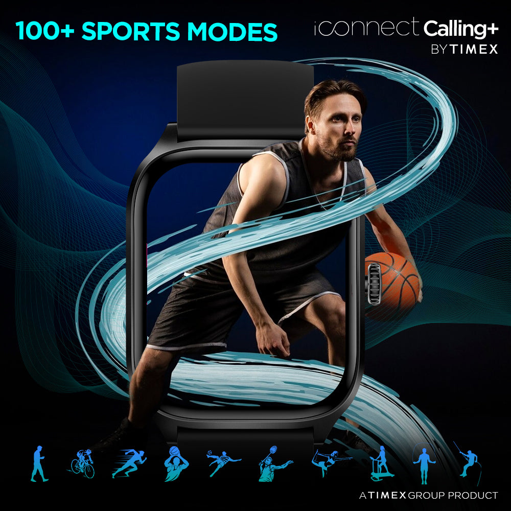 Timex IConnect Calling+ 2.01"(5.10 cm) TFT Display With 240x296 Pixel Resolution|Functional Crown|Bluetooth Calling|AI Voice Assist - TWIXW500T