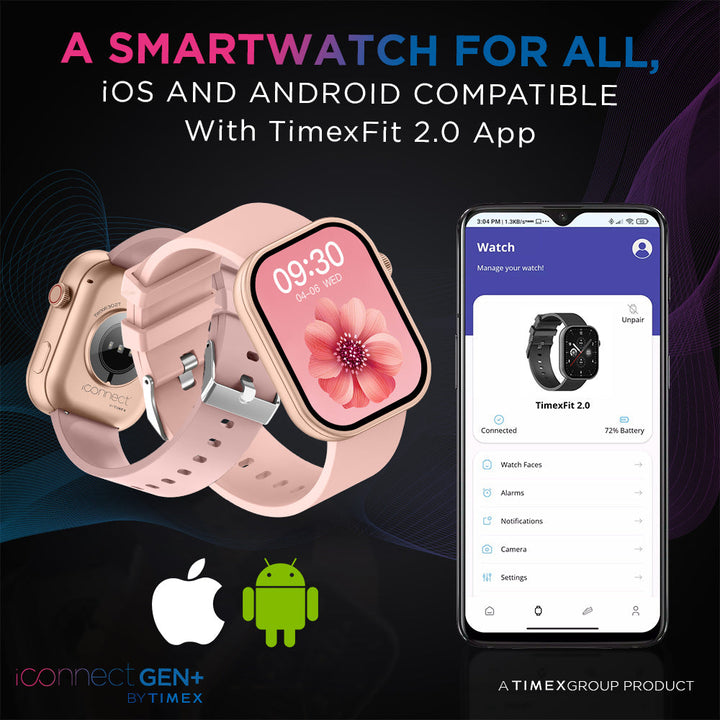 Timex IConnect Gen+ Smartwatch|2.01" TFT Display With 240x296 Pixel Resolution|Rotational Crown|Single Sync Bluetooth Calling|AI Voice Assist|100+ Sports Modes|200+ Watchfaces|Upto 7 Days Battery(Normal Usage) - TWIXW302T