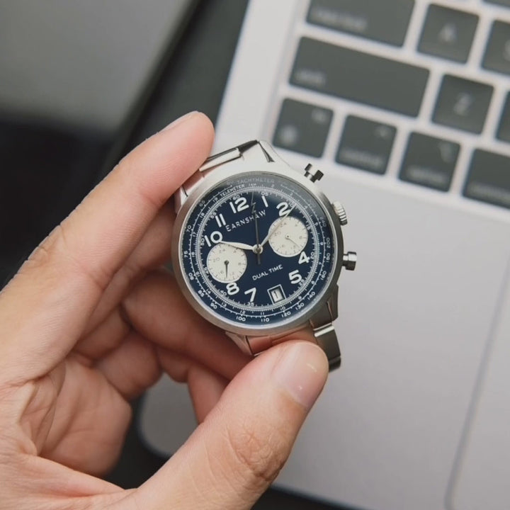 Earnshaw Ampere Dual Time Multifunction Dover Blue