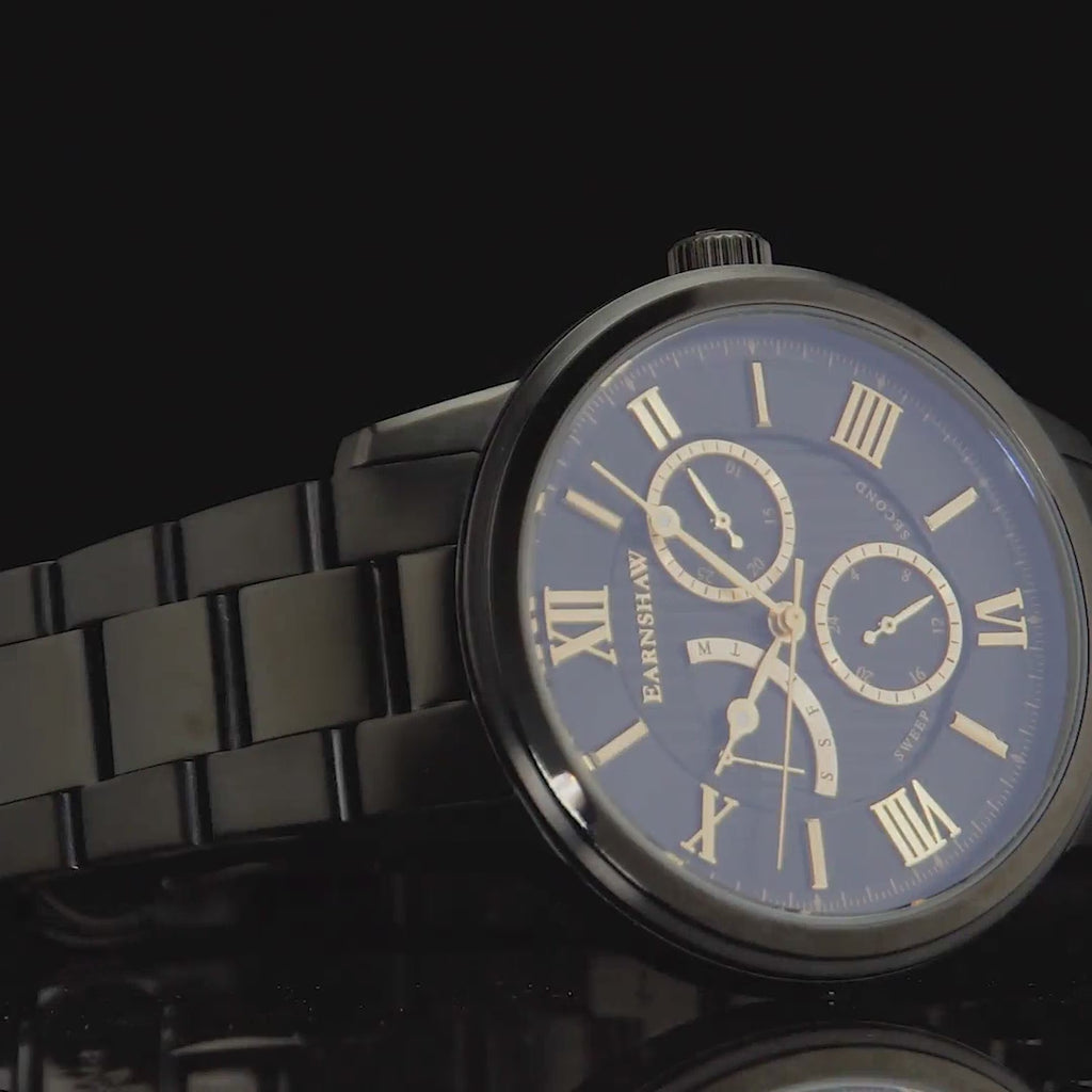 Earnshaw Cornwall Retrograde Watches Tuxedo Black