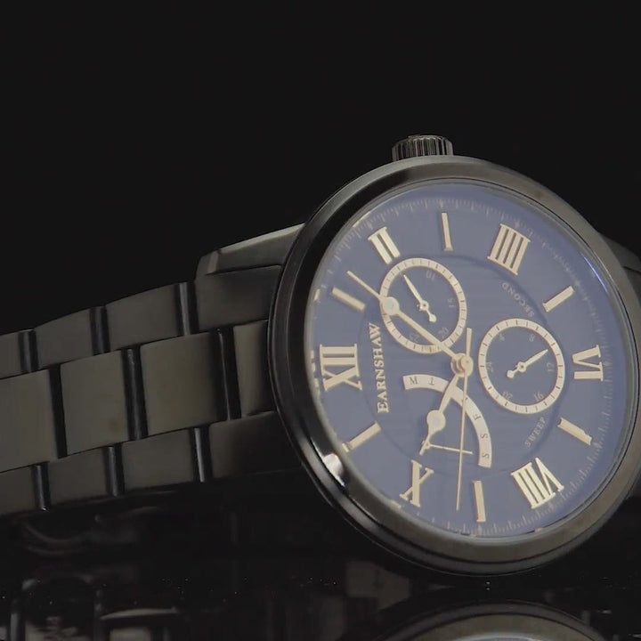 Earnshaw Cornwall Retrograde Watches Tuxedo Black