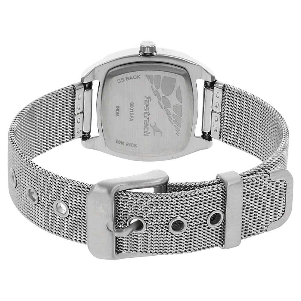 Fastrack Quartz Analog Silver Dial Metal Strap Watch for Girls NP6001SM01