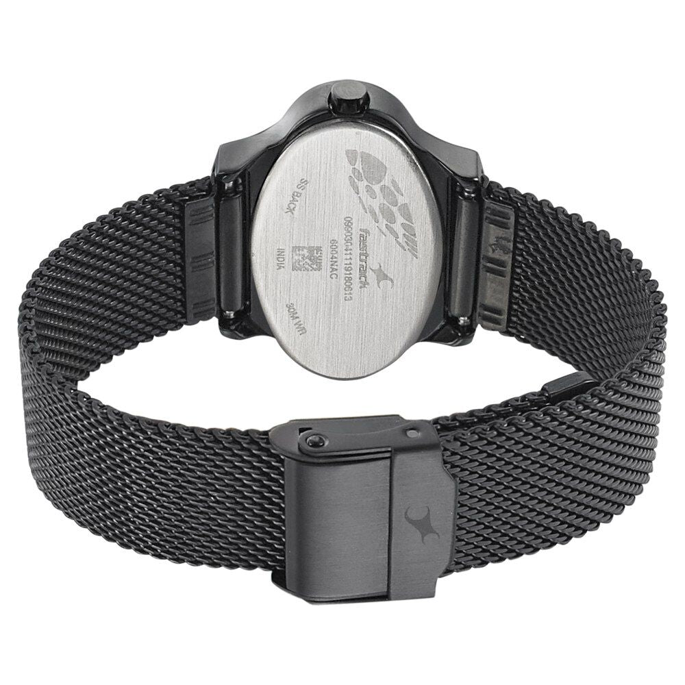 Fastrack Hitlist Quartz Analog Black Dial Stainless Steel Strap Watch for Girls NS6004NM01
