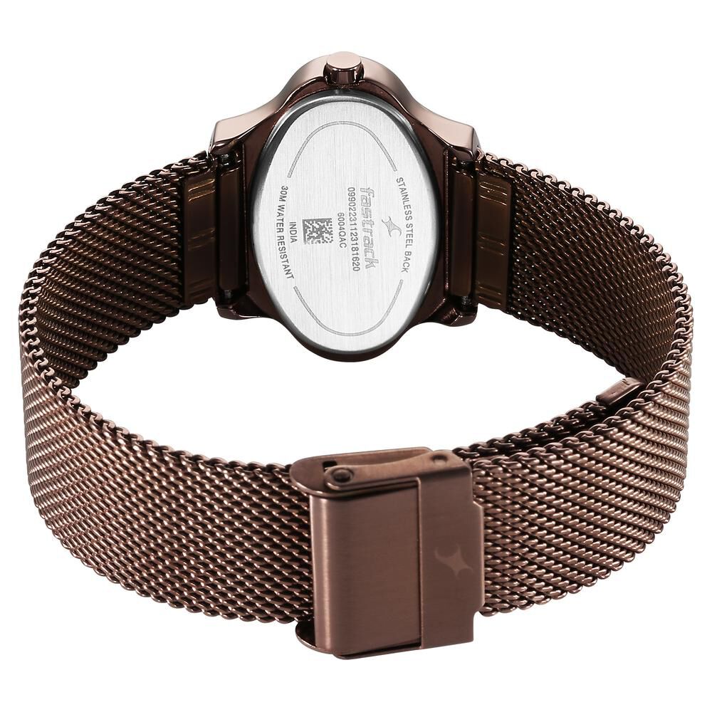 Fastrack Pulse Quartz Analog White Dial Stainless Steel Strap Watch for Girls 6004QM02F