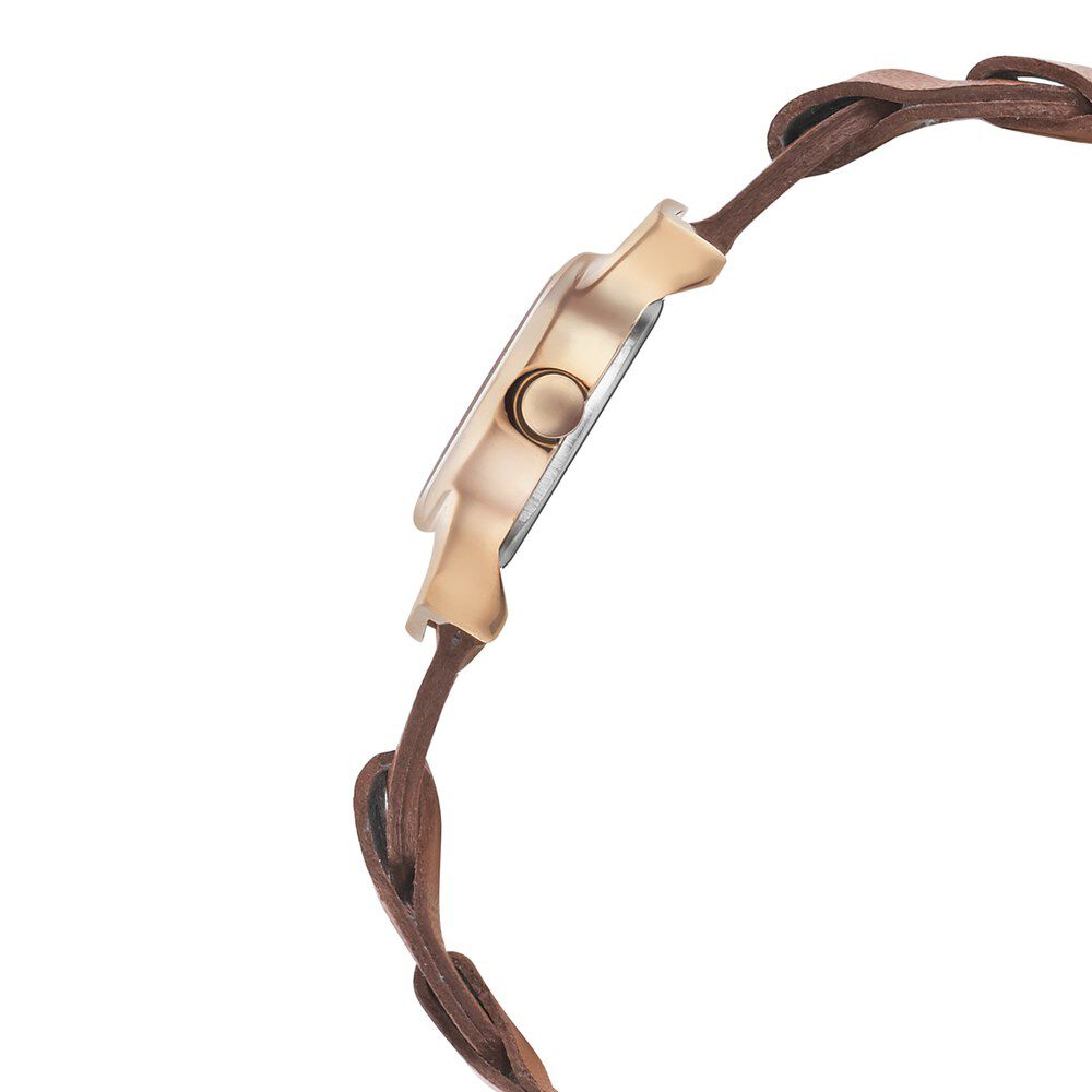 Fastrack Hitlist Quartz Analog Rose Gold Dial Leather Strap Watch for Girls NS6004WL01