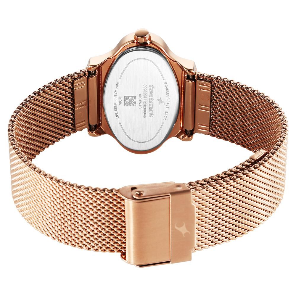 Fastrack Pulse Quartz Analog White Dial Stainless Steel Strap Watch for Girls 6004WM01F