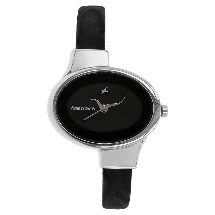 Fastrack Quartz Analog Black Dial Leather Strap Watch for Girls NS6015SL02