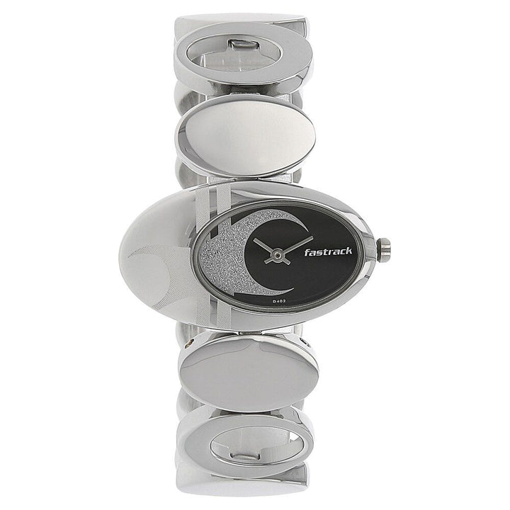 Fastrack Quartz Analog Black Dial Metal Strap Watch for Girls NS6024SM01