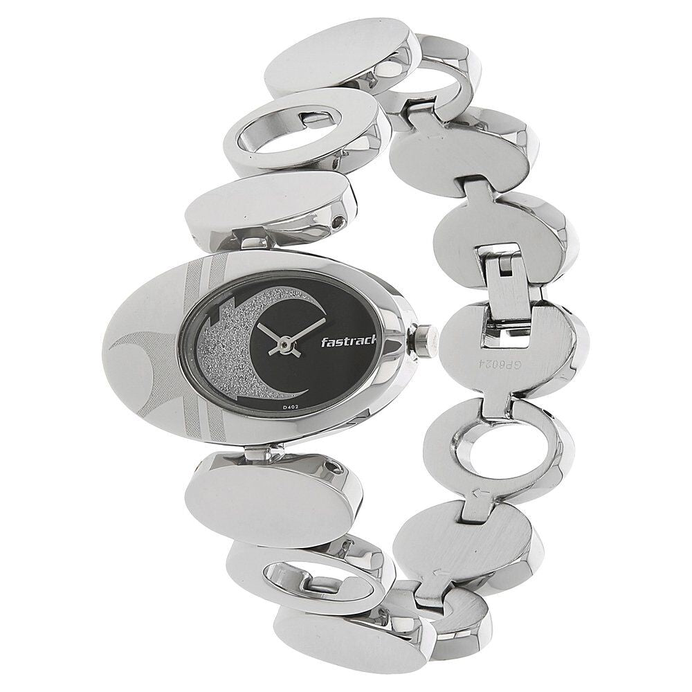 Fastrack Quartz Analog Black Dial Metal Strap Watch for Girls NS6024SM01
