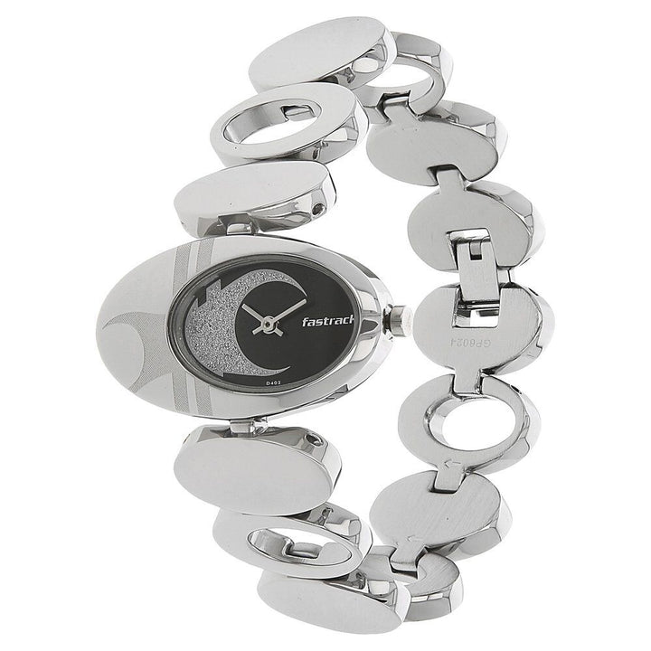 Fastrack Quartz Analog Black Dial Metal Strap Watch for Girls NS6024SM01